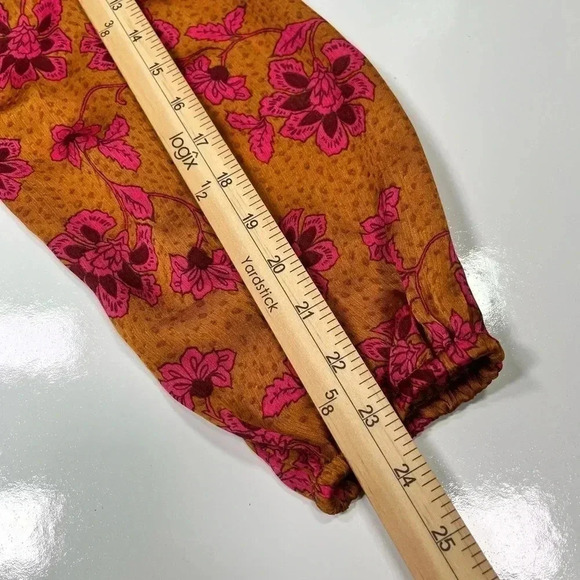 Jessica Simpson Blouse Marisol Orange Magenta Long Sleeve NWT Botanical Pebbles - Picture 9 of 12